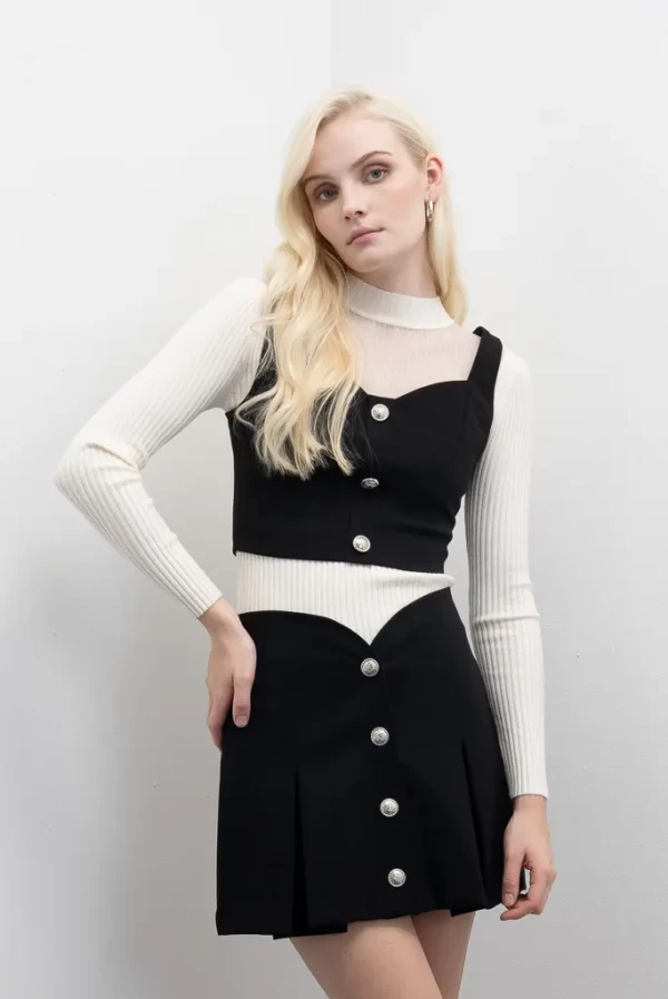 top bustier chaleco negro