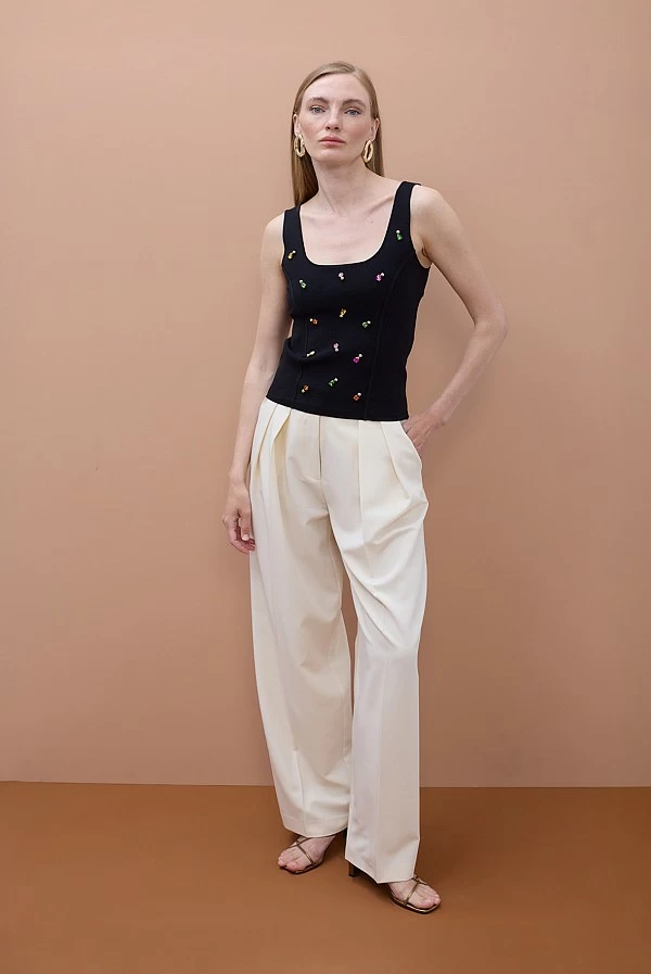 Top Joya de Punto Ajustado Multicolor