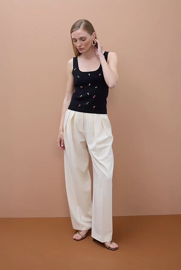 Top Joya de Punto Ajustado Multicolor