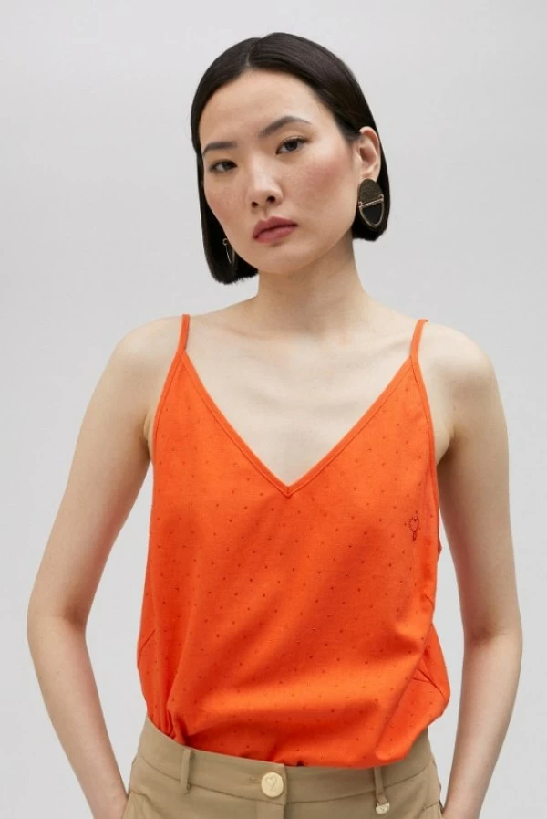 Top Naranja con Strass Lola Casademunt
