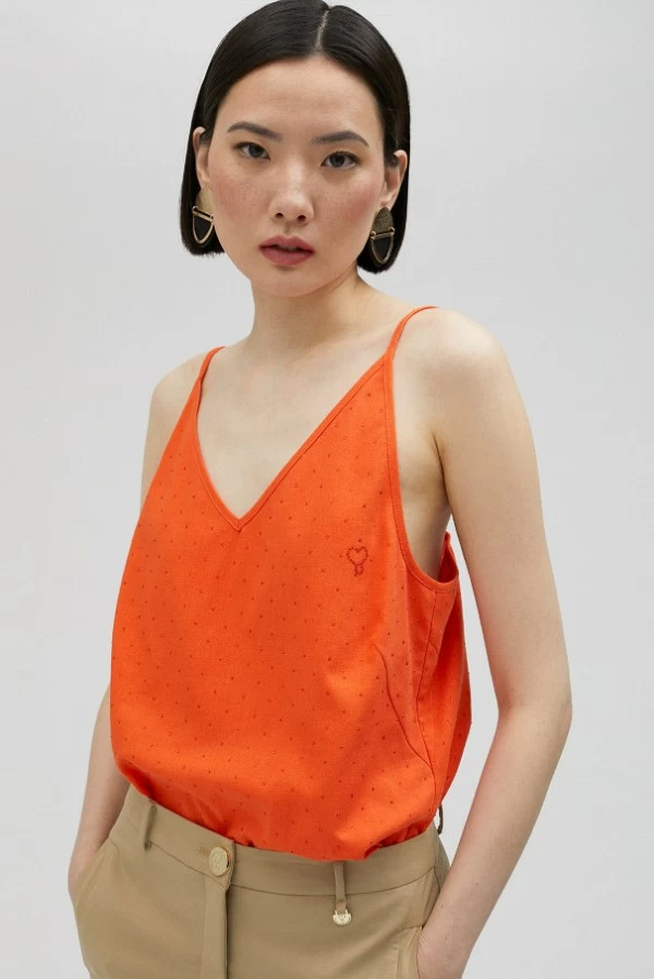 Top Naranja con Strass Lola Casademunt