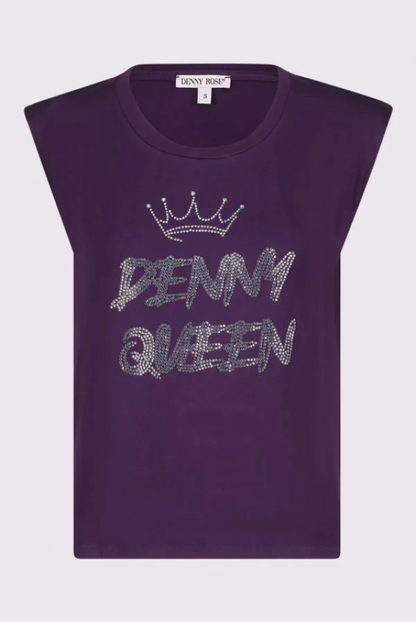 Top negro Denny Rose con pedrería y logotipo 