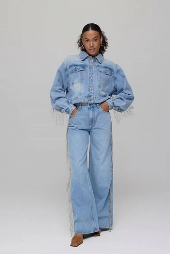 Vaqueros anchos con flecos plateados Harper & Yve MAYRO Vaqueros anchos con flecos plateados Harper & Yve MAYRO