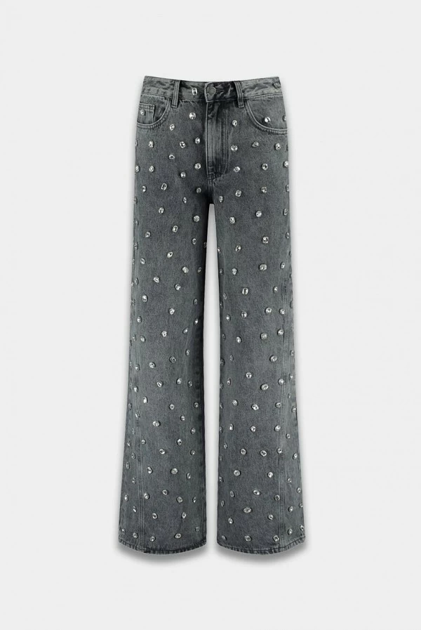 Vaqueros anchos grises Harper & Yve MAYRA con strass
