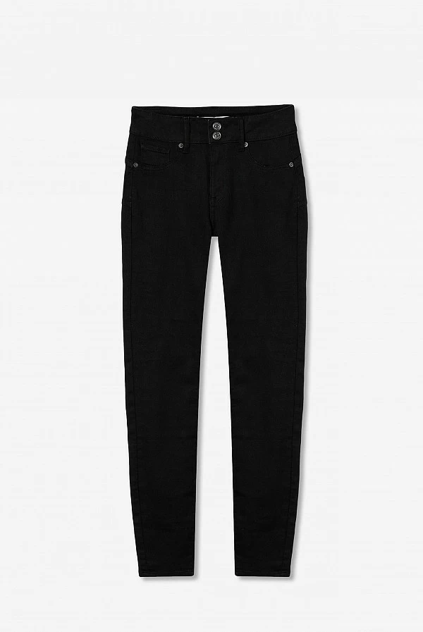 Vaqueros Double-Up negros de cintura alta y pernera skinny – Tiffosi