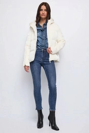 Vaqueros Push-Up de Tiro Alto con Pedrería y Efecto Usado Vaqueros Push-Up de Tiro Alto con Pedrería y Efecto Usado