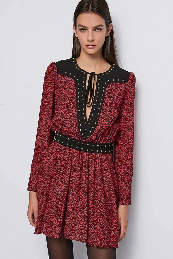 vestido animal print rojo denny rose
