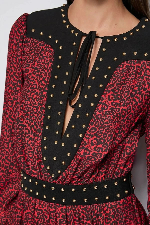 vestido animal print rojo denny rose