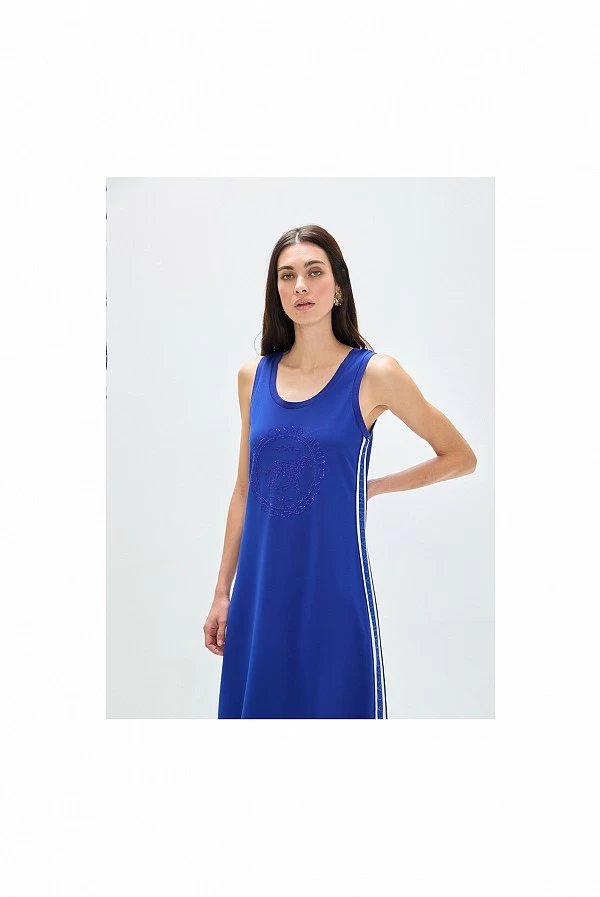 Vestido Azul Eléctrico con Cintas Laterales