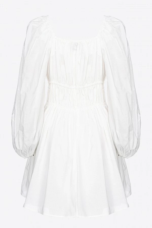 vestido blanco pinko manga bordado ingles