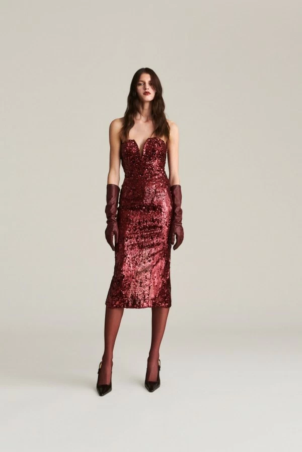 vestido bustier oro lentejuelas aniye by