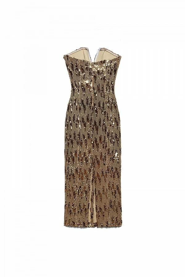 vestido bustier oro lentejuelas aniye by