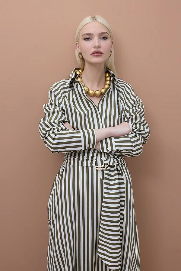 Vestido Camisero de Rayas con Cinturón