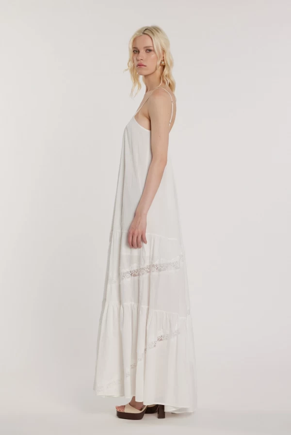 Vestido CATHERY Largo con Encaje y Volantes