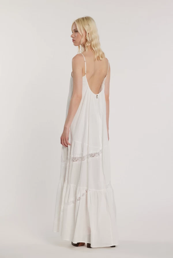 Vestido CATHERY Largo con Encaje y Volantes