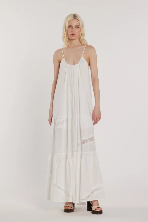 Vestido CATHERY Largo con Encaje y Volantes