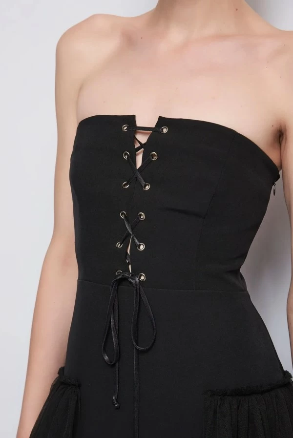 vestido corset falda volantes denny rose