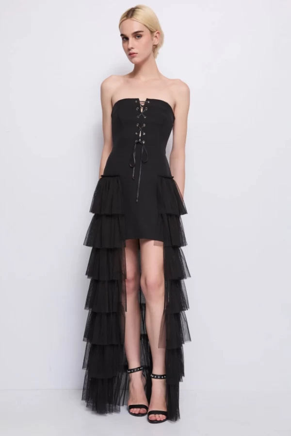 vestido corset falda volantes denny rose