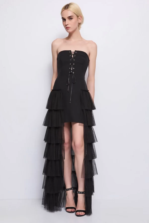 vestido corset falda volantes denny rose
