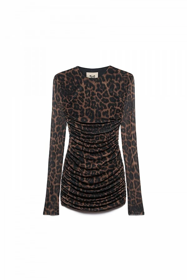 vestido corto animal print marron judy