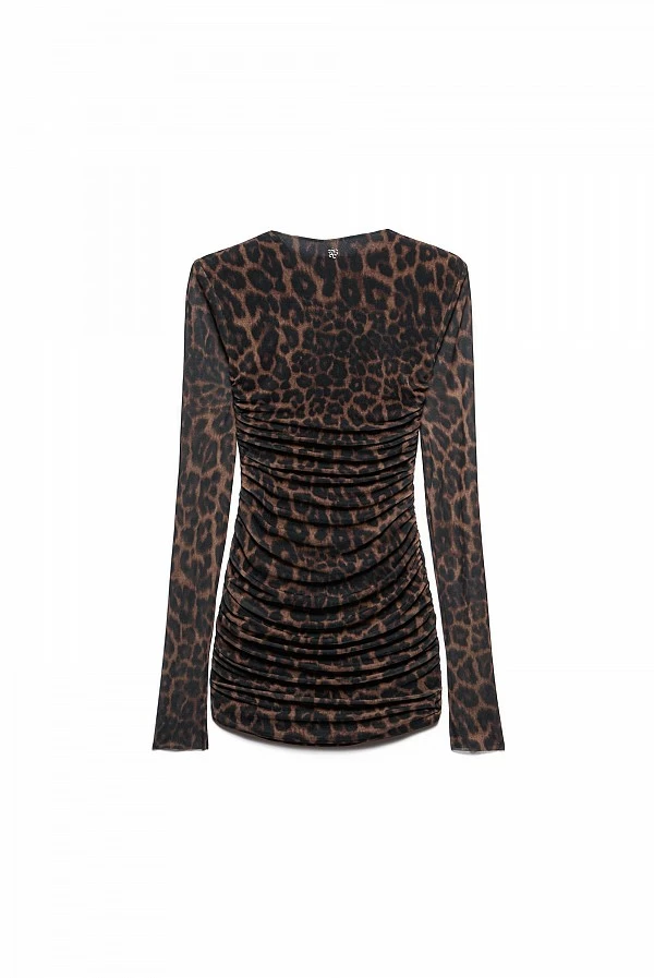 vestido corto animal print marron judy