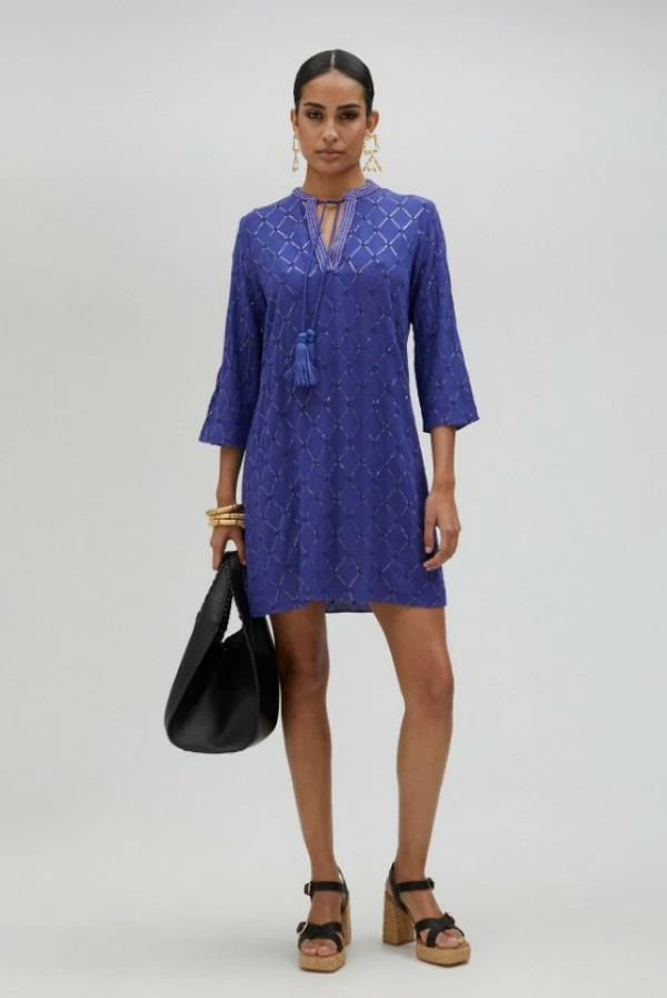 Vestido Corto con Bordados y Lentejuelas Lola Casademunt