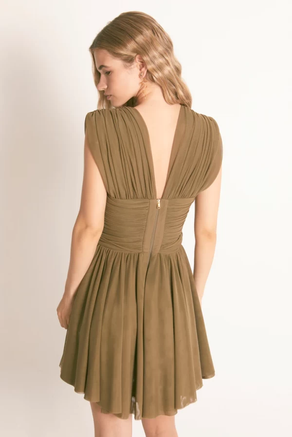 Vestido corto de tull verde khaki masavi