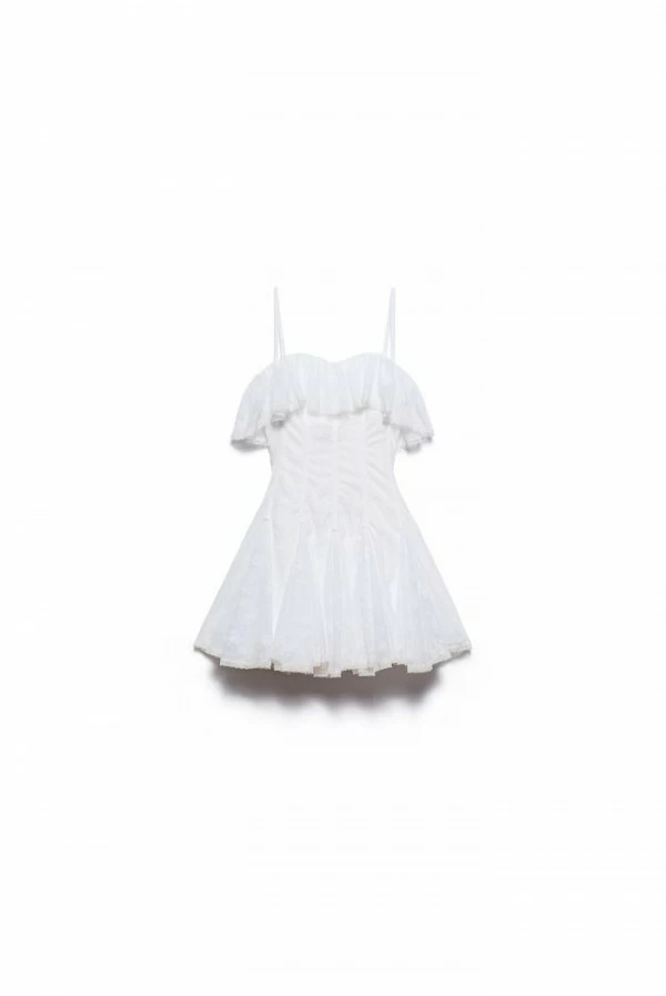 Vestido Corto Lencero Encaje Blanco Aniye By