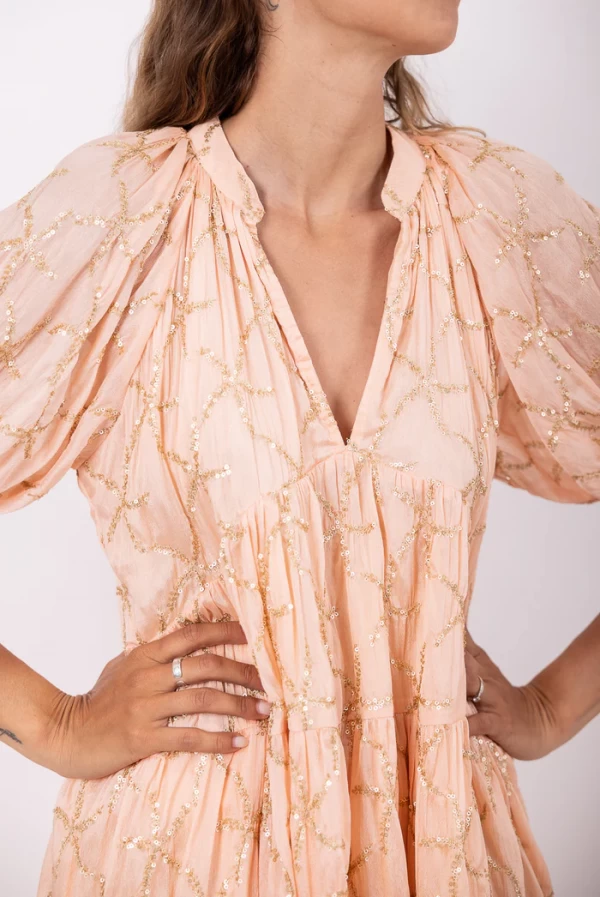 Vestido Corto Liza con Bordado de Estrellas de Mar – Sundress