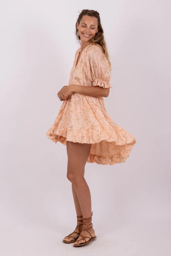 Vestido Corto Liza con Bordado de Estrellas de Mar – Sundress