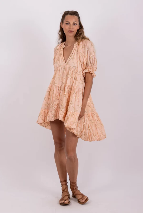 Vestido Corto Liza con Bordado de Estrellas de Mar – Sundress