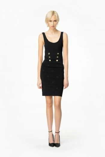 Vestido corto negro pinko love birds