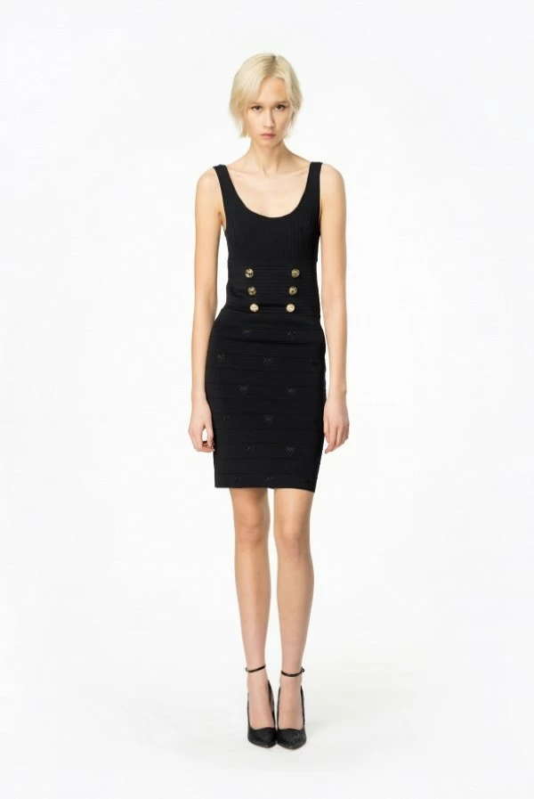 Vestido corto negro pinko love birds