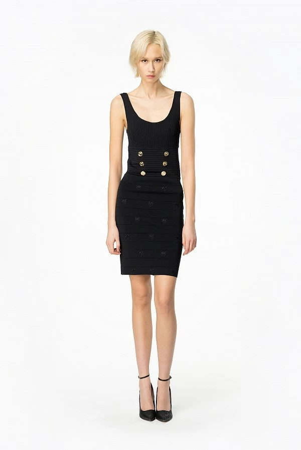 Vestido corto negro pinko love birds