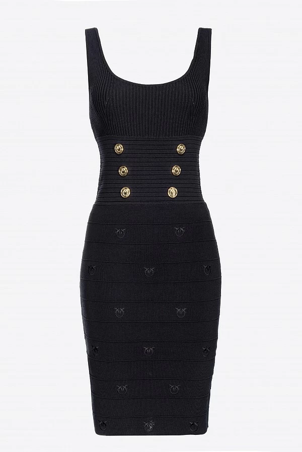 Vestido corto negro pinko love birds