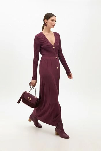 Vestido de Punto con Botones Dorados y Falda Evasé lola casademunt