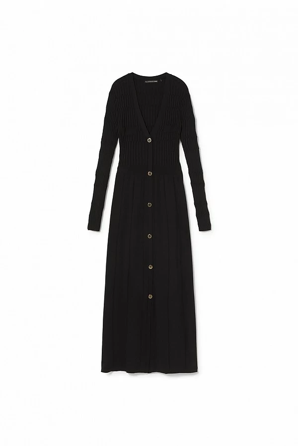 Vestido de Punto negro  con Botones Dorados y Falda Evasé lola casademunt
