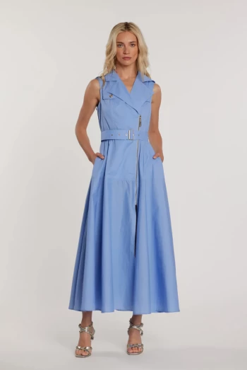 Vestido holgado sin mangas estilo motero BROOKE con cremallera y cinturón