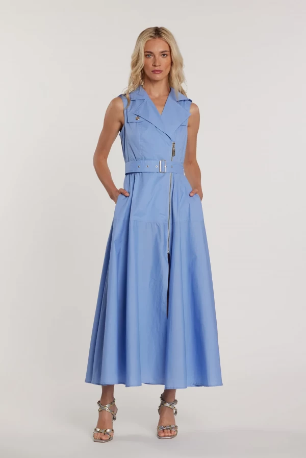 Vestido holgado sin mangas estilo motero BROOKE con cremallera y cinturón