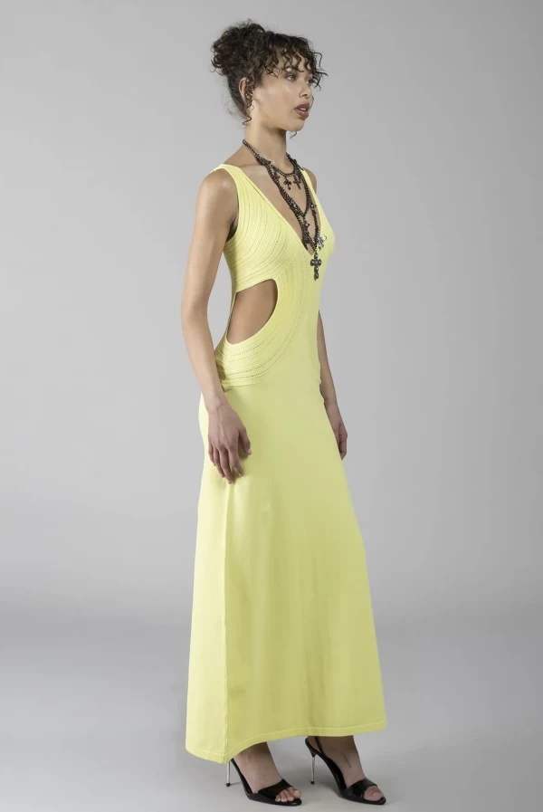 Vestido largo amarillo cut out Denny Rose Vestido largo amarillo cut out Denny Rose