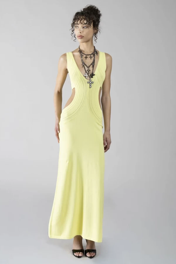 Vestido largo amarillo cut out Denny Rose Vestido largo amarillo cut out Denny Rose