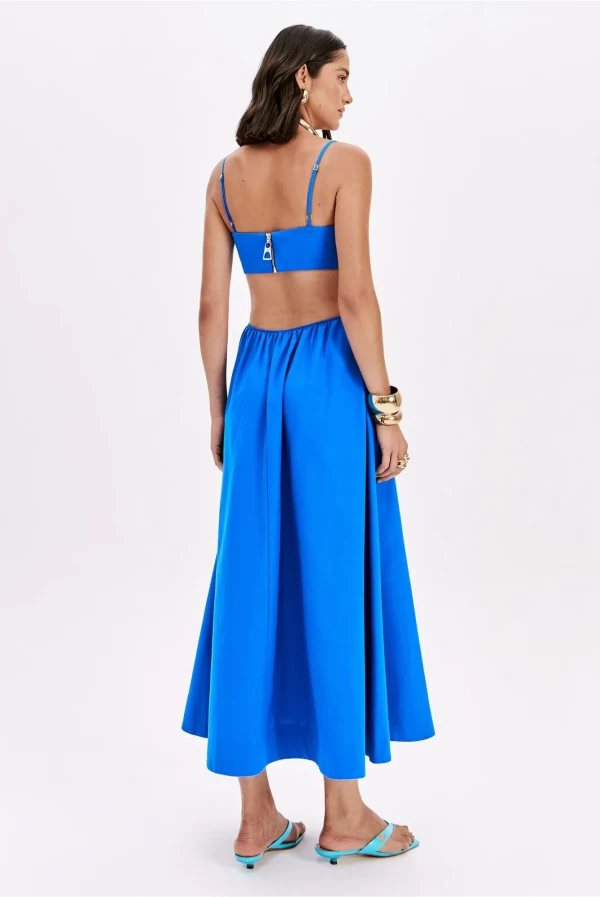 Vestido largo azul Lança Perfume con espalda descubierta