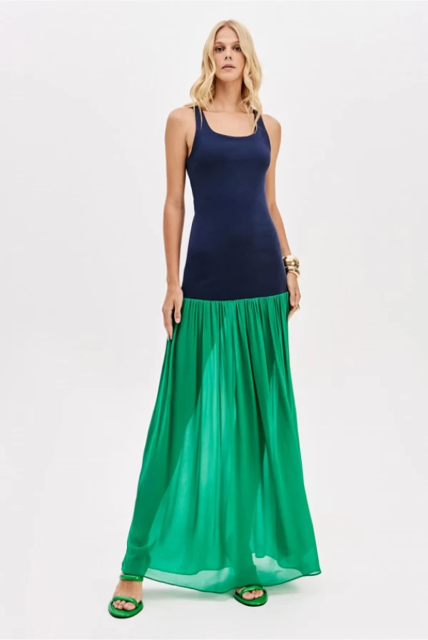 Vestido largo bicolor Lança Perfume azul y verde Vestido largo bicolor Lança Perfume azul y verde