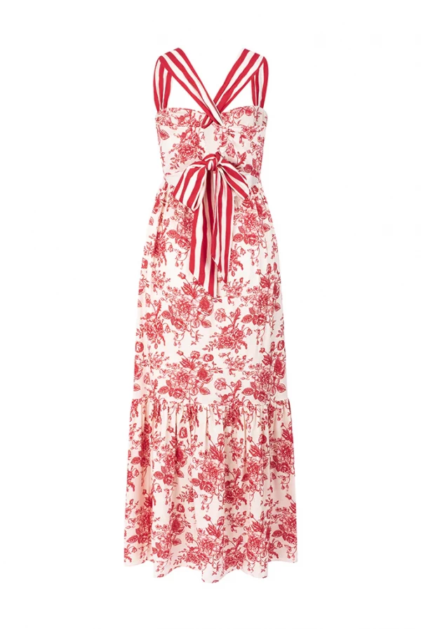 Vestido Largo Emilie Flower Red