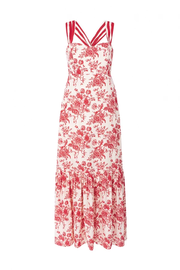 Vestido Largo Emilie Flower Red