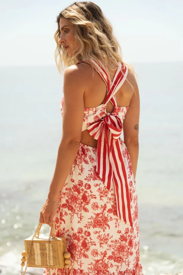 Vestido Largo Emilie Flower Red
