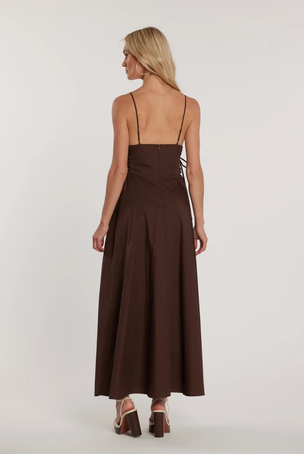 Vestido Largo MESSY con Punto Smock y Cordones Vestido Largo MESSY con Punto Smock y Cordones