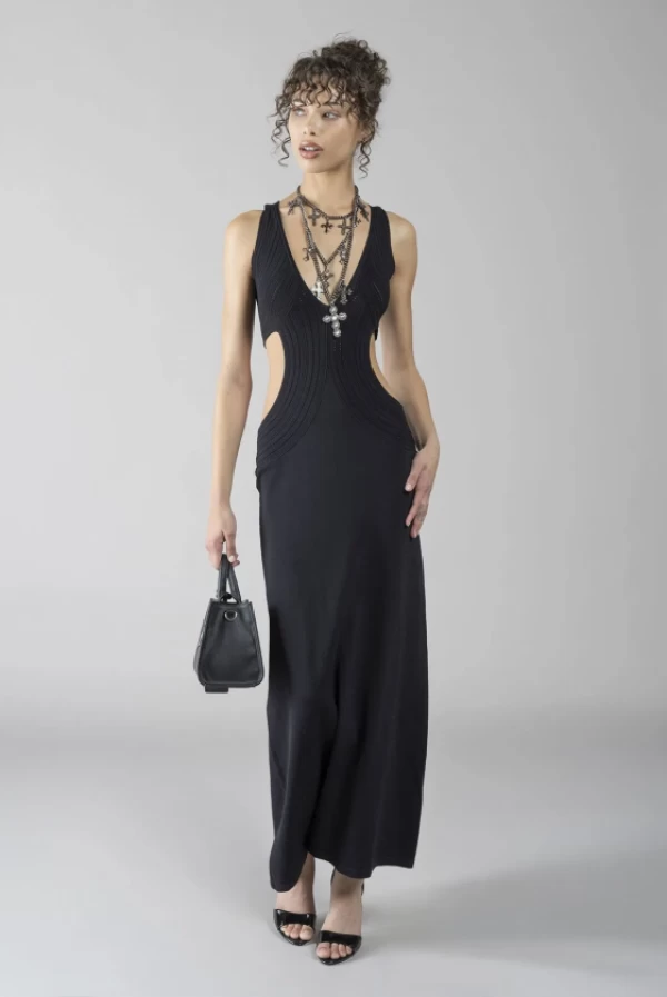 Vestido largo negro cut out Denny Rose