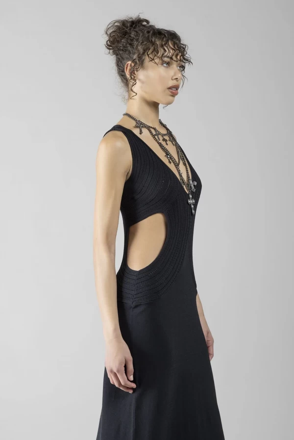 Vestido largo negro cut out Denny Rose Vestido largo negro cut out Denny Rose