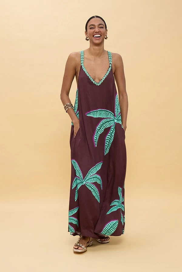 Vestido LOLA CASADEMUNT largo tirantes palmeras